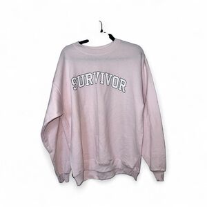 Hanes Light Pink 'Survivor' Women's Sweatshirt crew neck Size Large NWOT